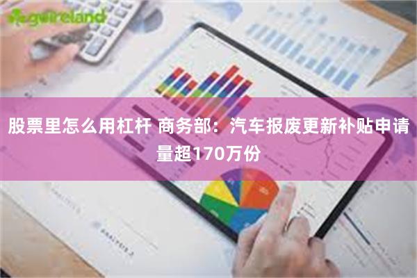 股票里怎么用杠杆 商务部：汽车报废更新补贴申请量超170万份
