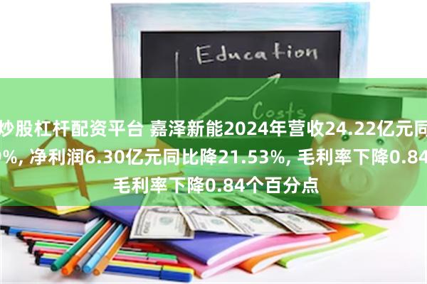 炒股杠杆配资平台 嘉泽新能2024年营收24.22亿元同比增0.79%, 净利润6.30亿元同比降21.53%, 毛利率下降0.84个百分点